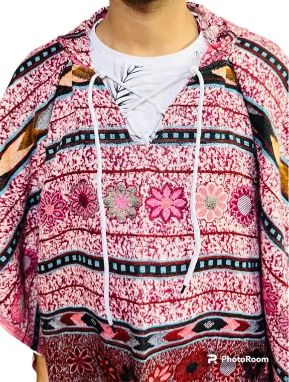 handicrafts of Himachal Pradesh mens hooded kaftan kullu shawl woolen kaftan poncho multi 799.00 aruna kullu handloom