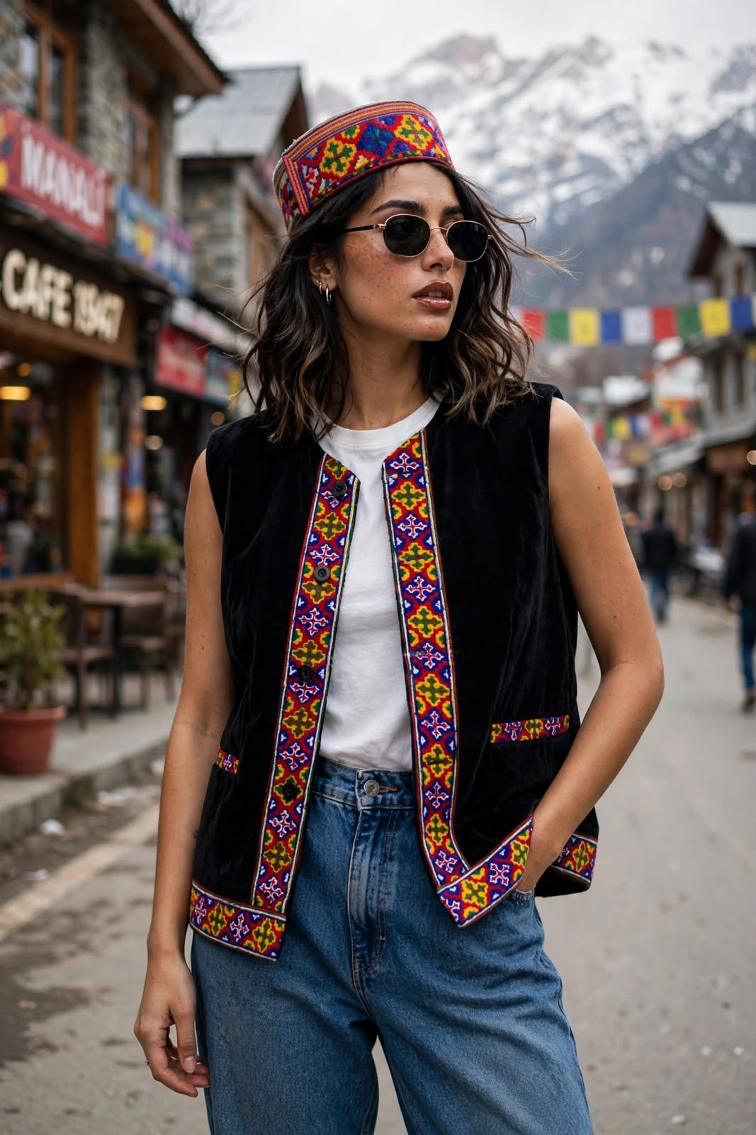himachali traditional SHORT black jacket with kullu patti work