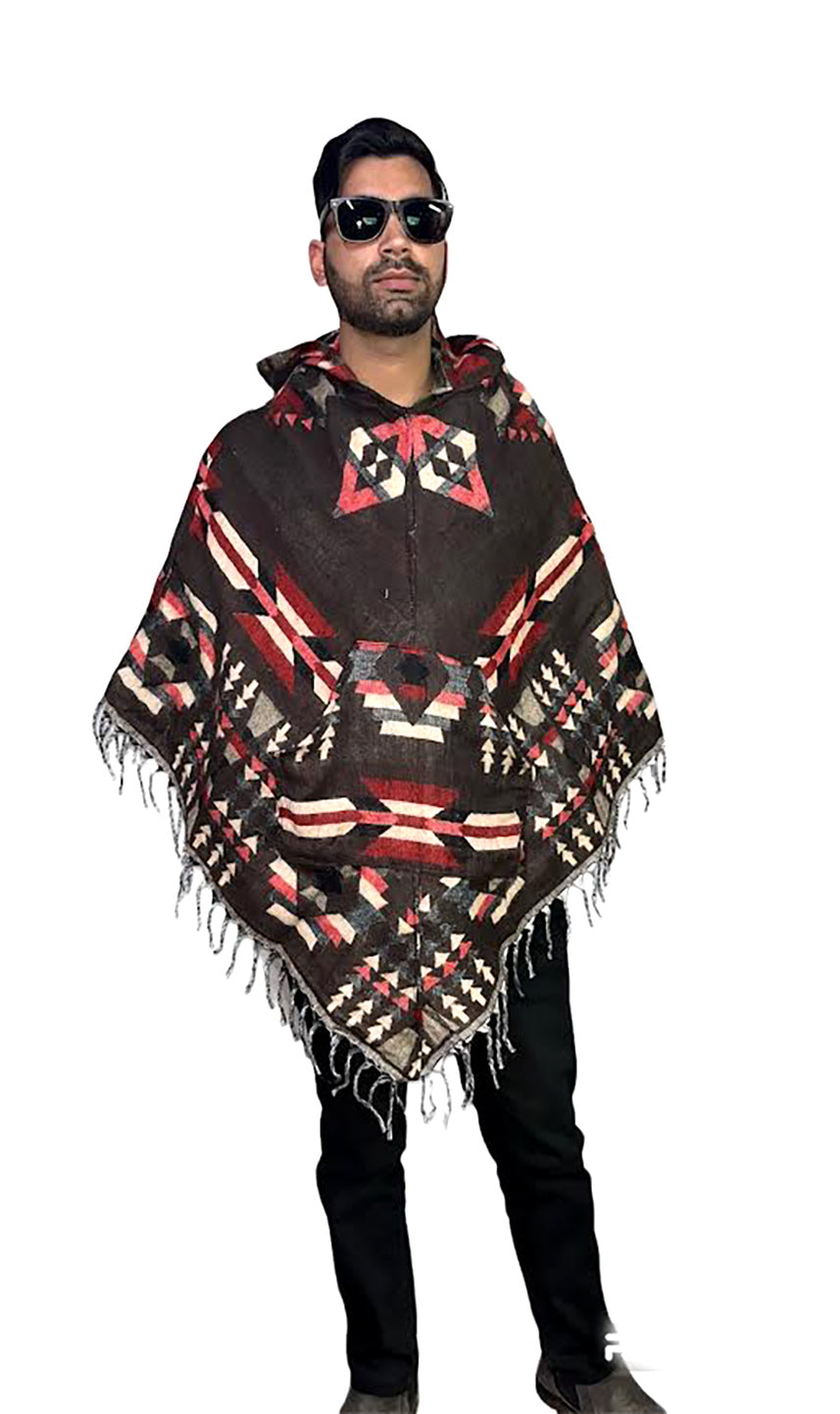 kullu shawl woolen poncho with hood Spanish brown 899.00 aruna kullu handloom