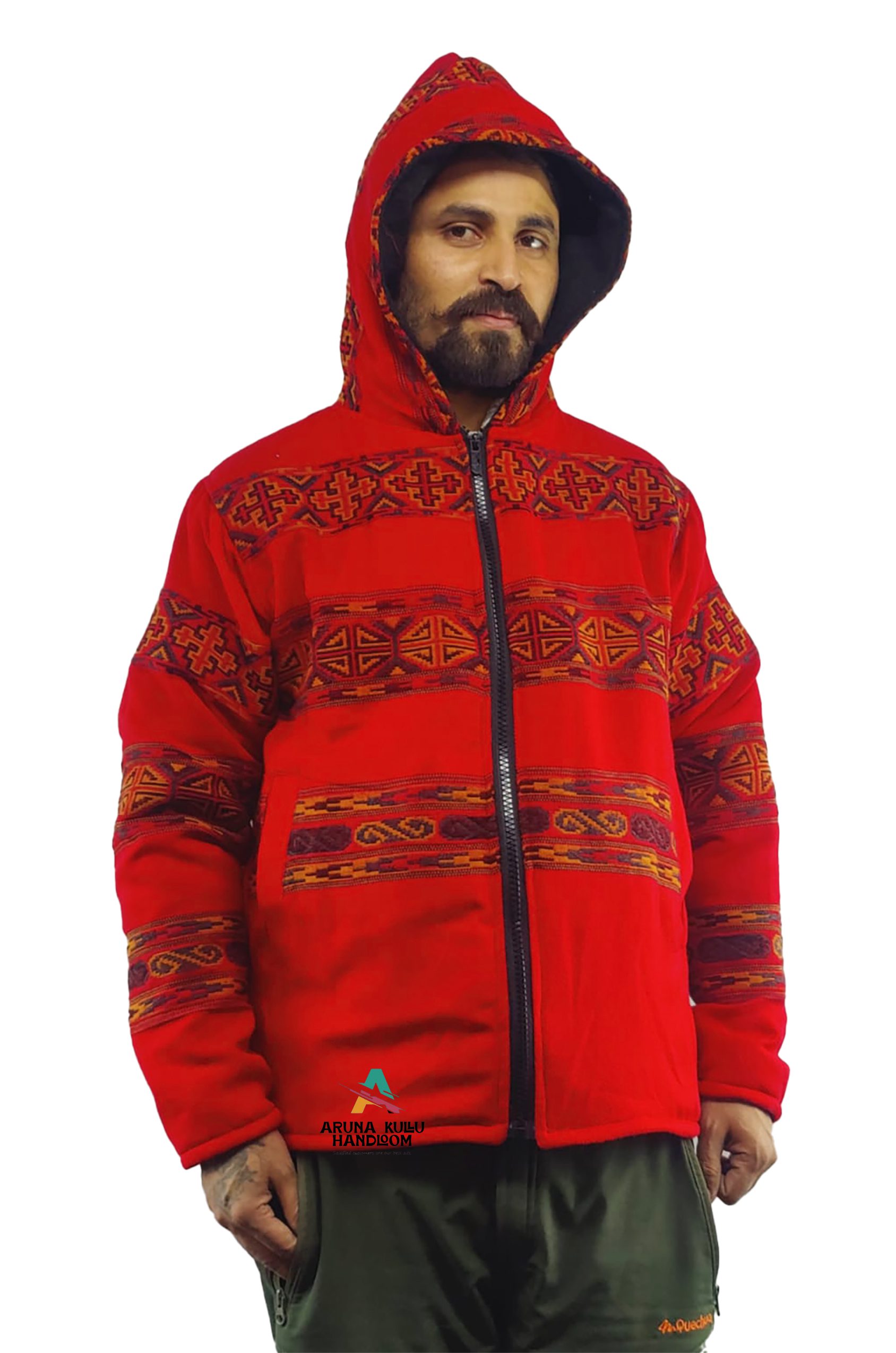manali jacket men's kullu hoodie | ARUNA KULLU HANDLOOM