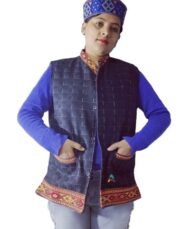 Kullu Ladies Woolen Jacket with traditional kullu patti work reversal black Pahadi jacket