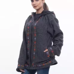 himachali woolen coat kullu jacket for ladies with hood himachal products hoodie for women himachal handicrafts manali shopping online manali sweaters online