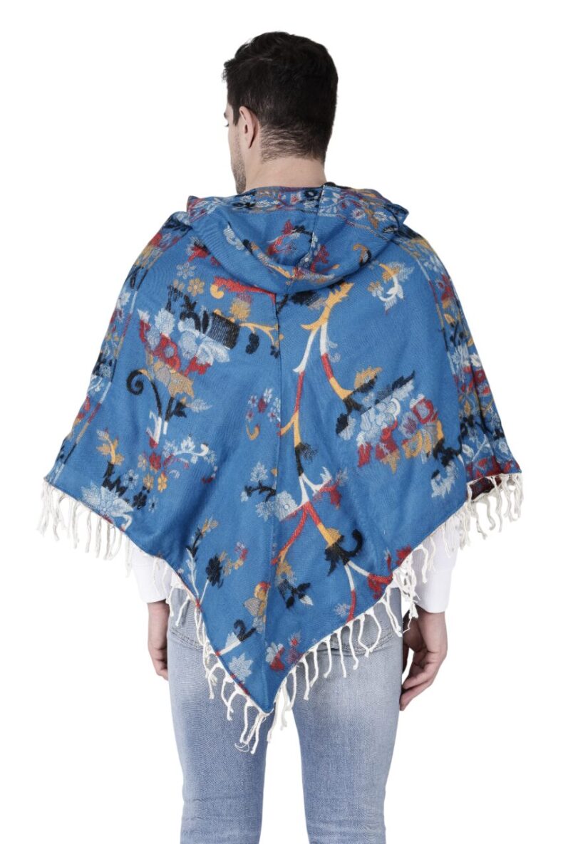 kullu shawl woolen poncho with hood frozen for men - Image 3