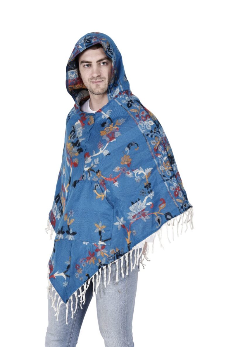 kullu shawl woolen poncho with hood frozen for men - Image 5