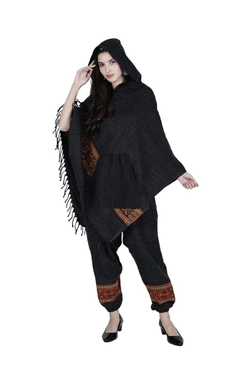 combo pajama and poncho black singal patti black - Image 5