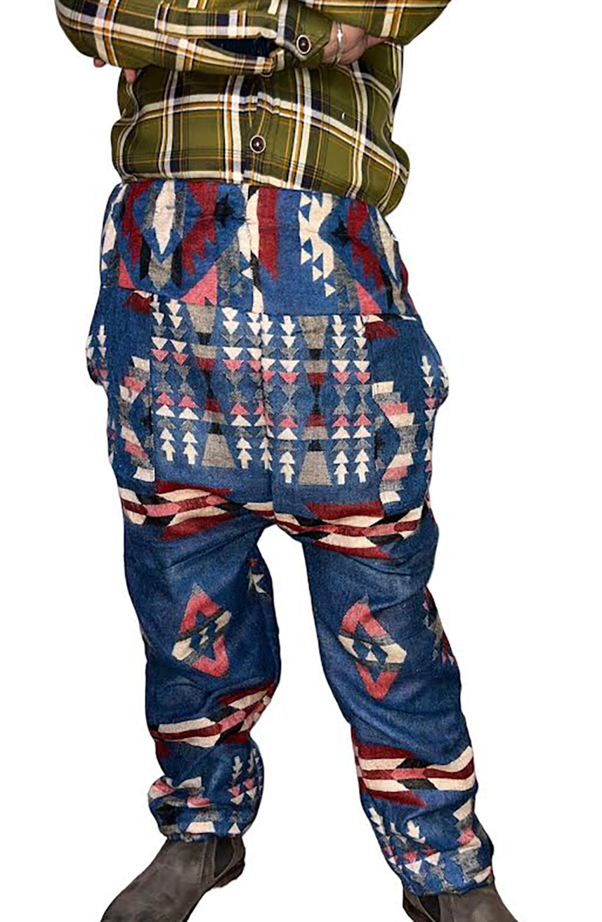 Thai Hill Tribe Fabric Men's Harem Pants with Ankle Straps in Red