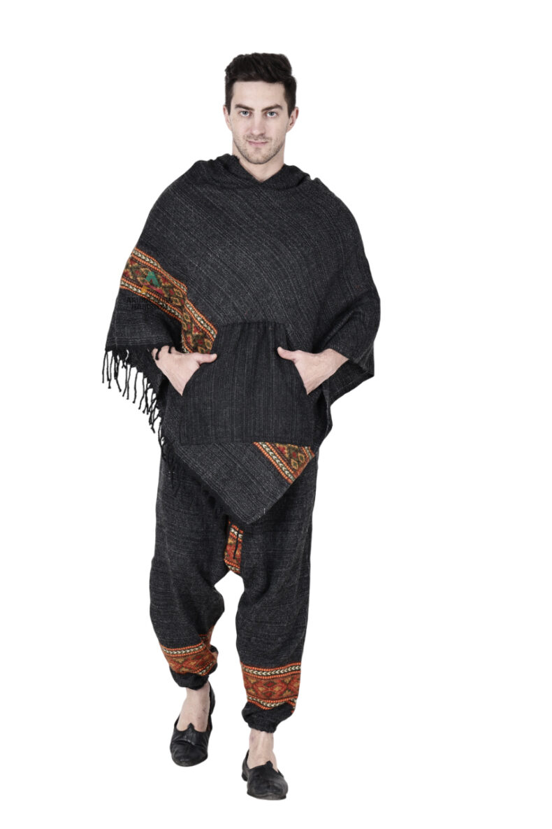 Combo pajama and poncho black singal patti