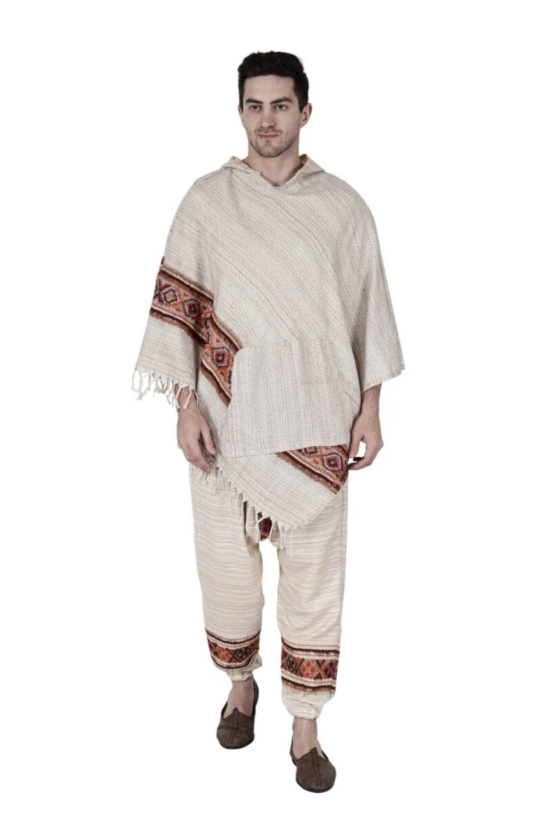 Combo pajama and poncho white singal patti - Image 2